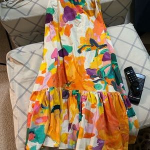 Size XS petite, 100% cotton, stretchy elastic back, halter top, midi dress